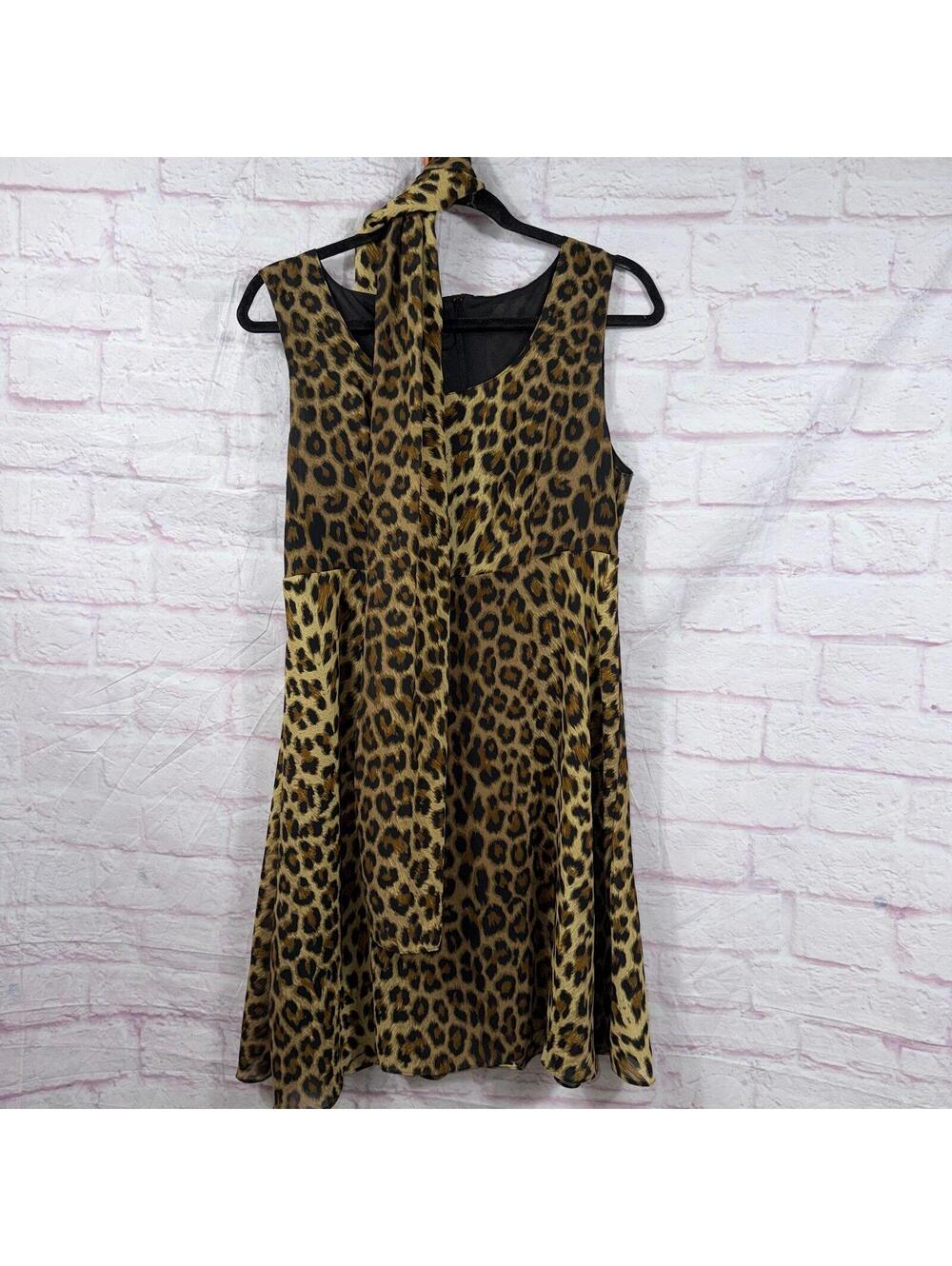 La Belle Fashions Inc Leopard Print Sleeveless Dress Women’s Size 7 USA Made
